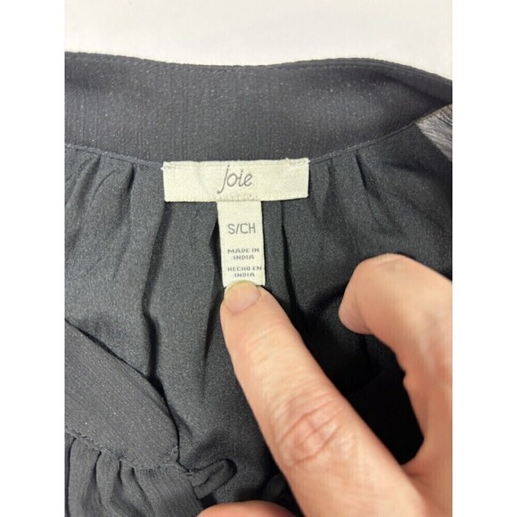 Joie Balloon Sleeve Mini Dress Caviar Black Size Small Sheer Tag Attached Layers - Picture 4 of 13